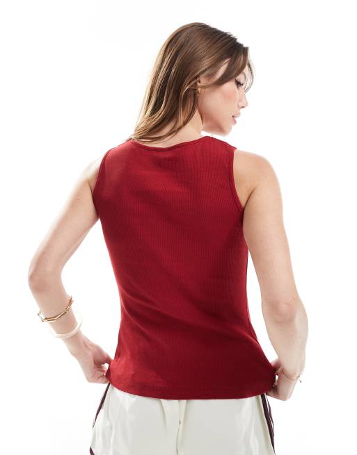 Brave Soul button down singlet in red, 4 of 4