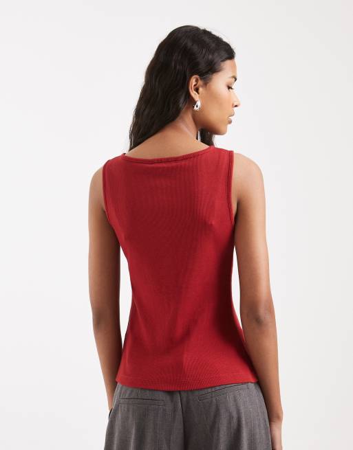 Brave Soul button down singlet in red, 4 of 4