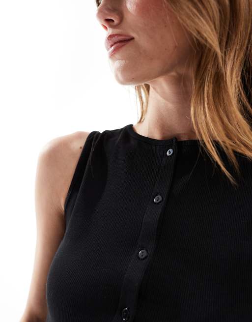 Brave Soul button down vest in black, 4 of 4