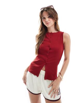 Brave Soul Brave Soul button down vest in red