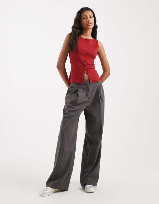 Brave Soul button down vest in red, 3 of 4
