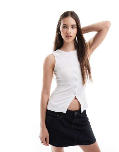 Brave Soul button down vest in white - view 1