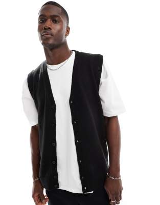 Brave Soul button front vest in black