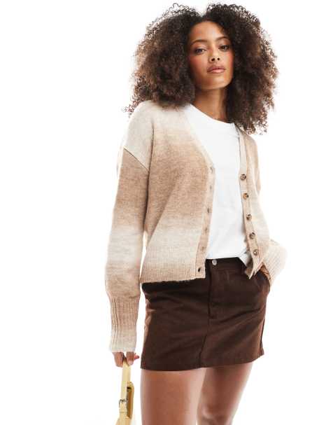 Brave Soul Button through space dye cardigan in tan - view 1