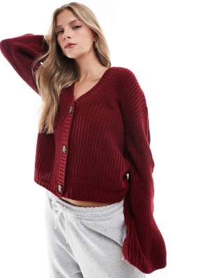 Brave Soul button up cardigan in burgundy