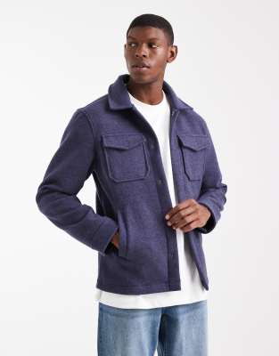 Brave Soul Button Up Shacket In Blue