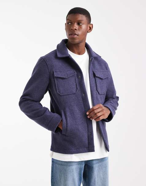 Brave Soul button up shacket in navy - view 1