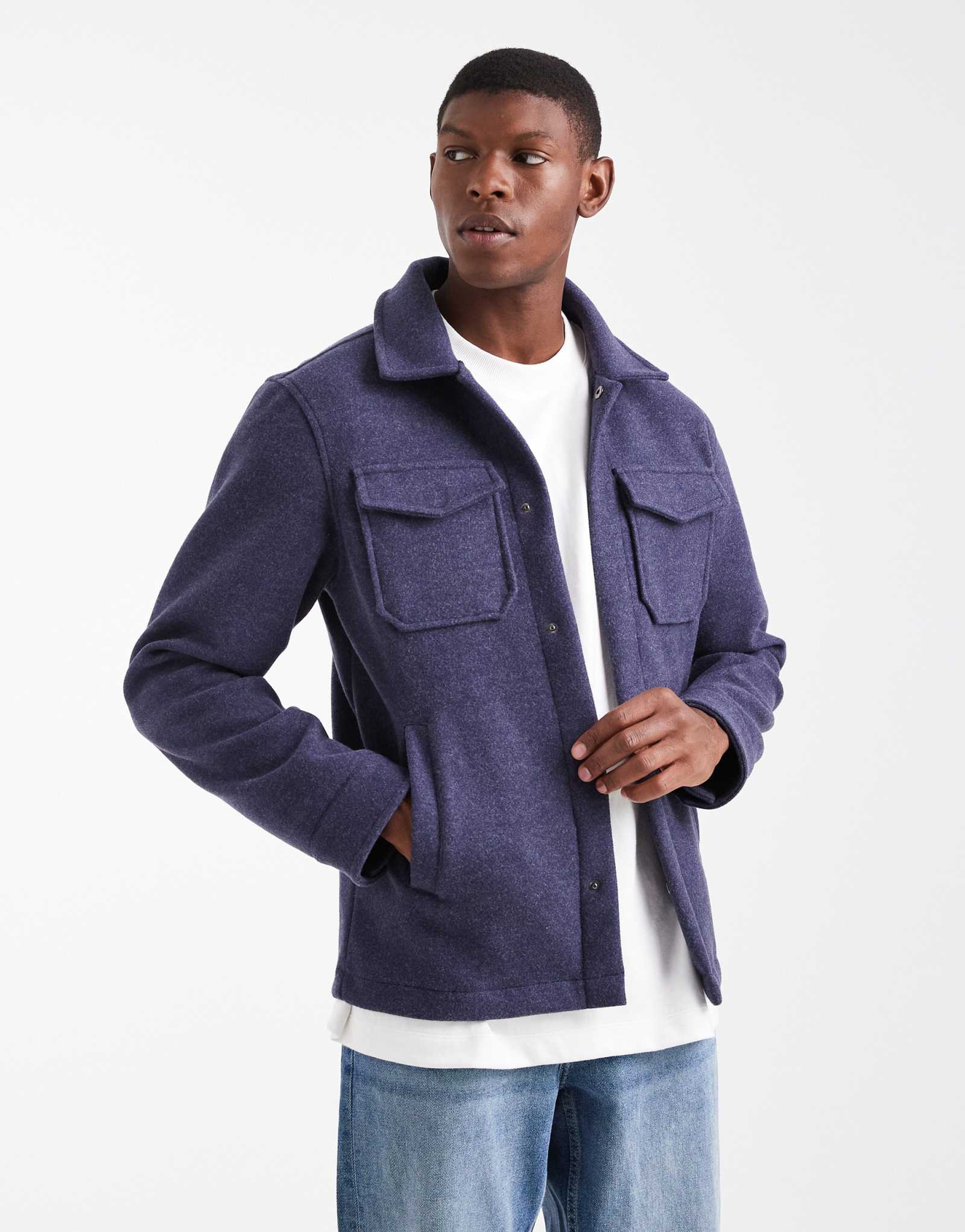 Застегивающаяся на все пуговицы дужка Brave Soul темно-синего цвета