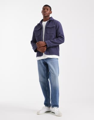 Brave Soul Button Up Shacket In Blue