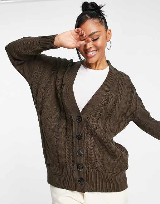 ASOS Waterfall Cardigan in Brown