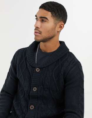 navy cable knit cardigan