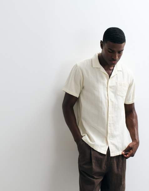 Brave Soul - Camicia a maniche corte color crema con colletto a rever - view 1