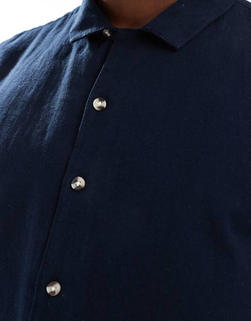 Brave Soul - Camicia a maniche corte in cotone blu navy, 4 di 4