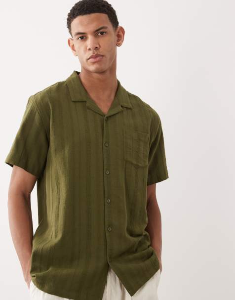 Brave Soul - Camicia a maniche corte kaki con colletto a rever in coordinato - view 1