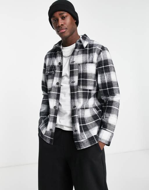 Brave Soul - Camicia a quadri, colore bianco e nero