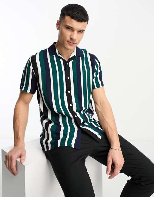Brave Soul - Camicia a righe multicolore con rever