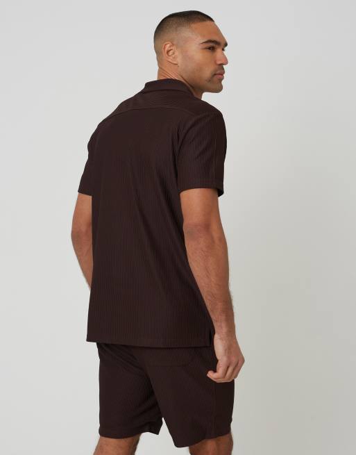 Brave Soul - Camicia color cioccolato con colletto a rever, 2 di 4