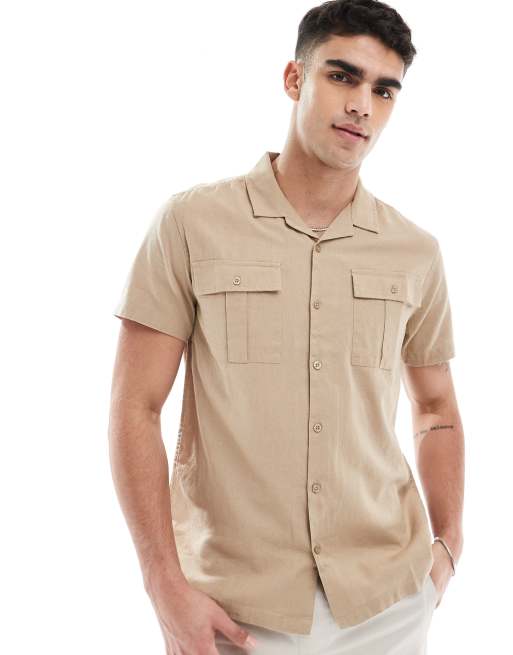 Brave Soul - Camicia color pietra a maniche corte