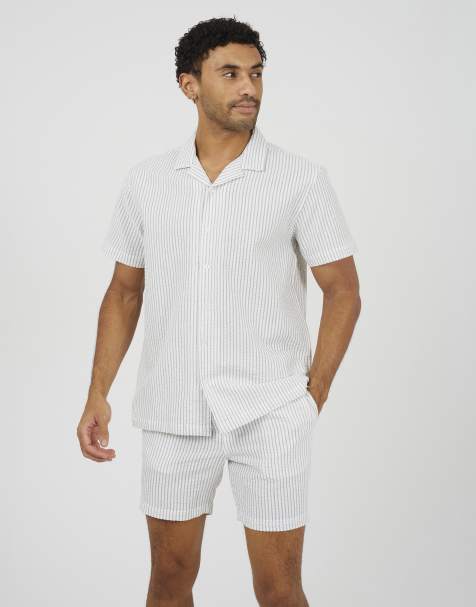 Brave Soul - Camicia écru a righe con colletto a rever - view 1