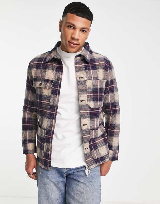 Brave Soul - Camicia giacca blu e nera a quadri