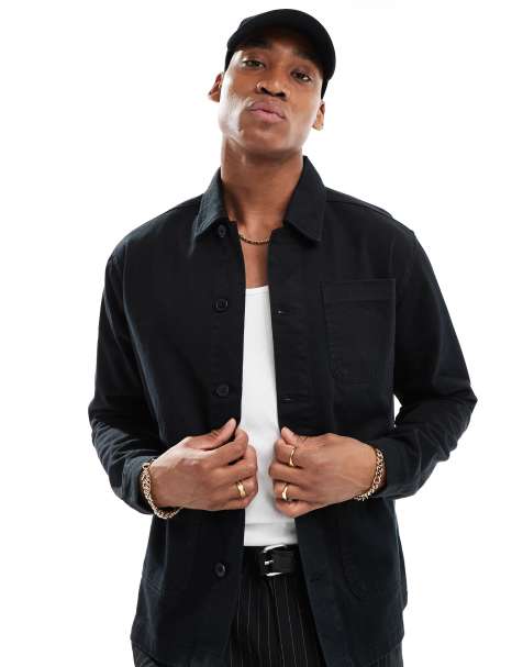 Brave Soul - Camicia giacca nera in twill - view 1