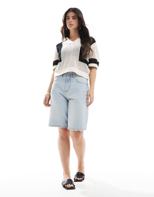 Brave Soul - Camicia in maglia all'uncinetto color panna e nero, 3 di 4