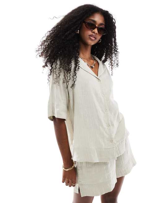Brave Soul - Camicia testurizzata a maniche corte vestibilità comoda in coordinato