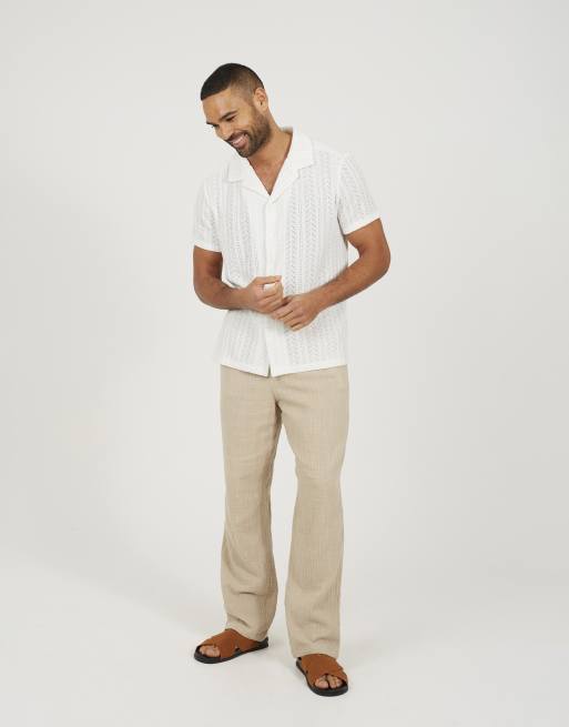 Brave Soul - Camisa blanco hueso transparente de manga corta, 3 de 4