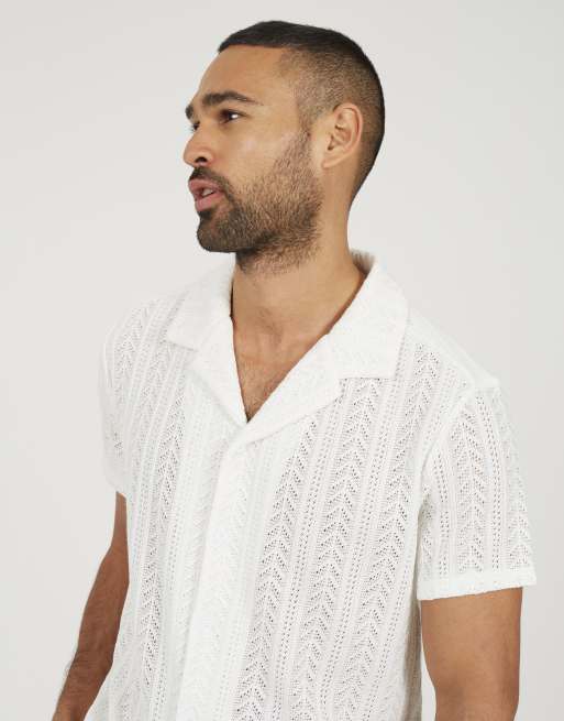 Brave Soul - Camisa blanco hueso transparente de manga corta, 4 de 4