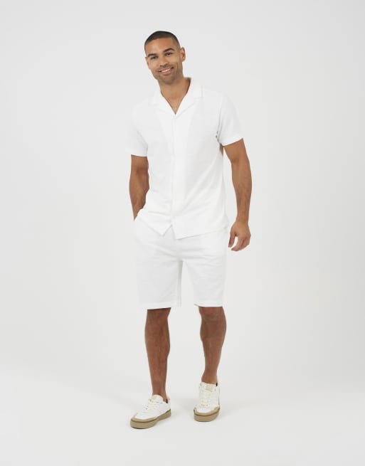 Brave Soul - Camisa color crema con cuello de solapas, 3 de 4