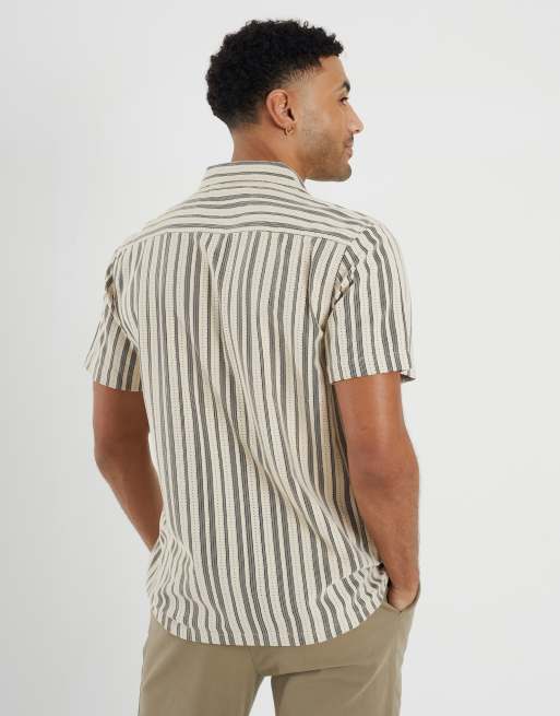 Brave Soul - Camisa color crudo a rayas de tejido liso, 2 de 4