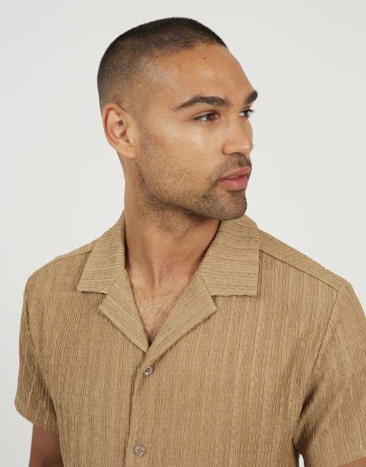 Brave Soul - Camisa tostada de corte estándar con cuello de solapas y botones, 3 de 3