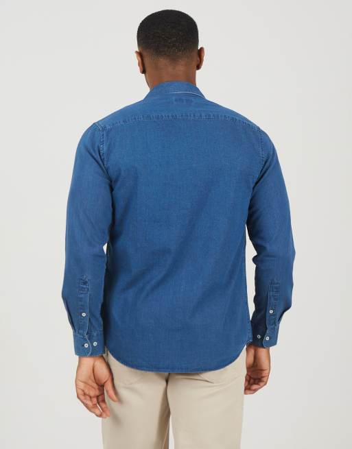 Brave Soul - Camisa vaquera azul claro de manga larga, 2 de 4