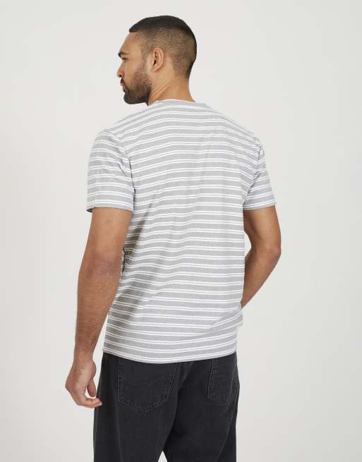 Brave Soul - Camiseta de cuello redondo a rayas en blanco, 2 de 4