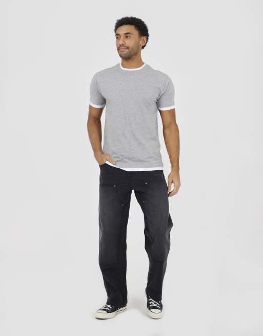 Brave Soul - Camiseta gris claro con ribetes en contraste de algodón, 3 de 4