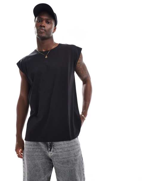 Brave Soul - Canotta oversize con bordi grezzi nera - view 1