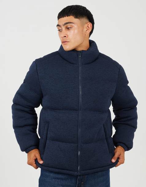 Brave Soul - Cappotto imbottito blu navy in maglia - view 1