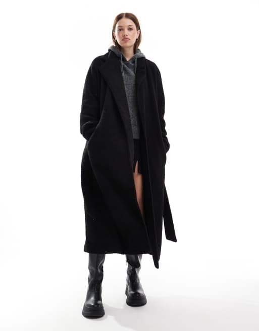 Brave Soul - Cappotto testurizzato nero con cintura, 3 di 4