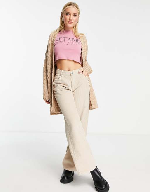 Brave Soul - Cardigan beige in maglia a trecce, 3 di 4