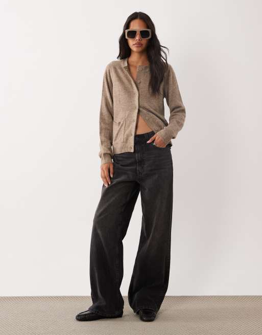 Brave Soul cardigan girocollo con dettaglio tasca in mink, 2 di 4