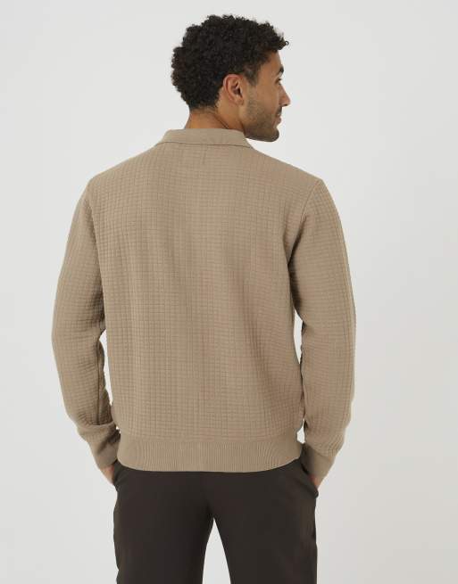 Brave Soul cardigan in maglia con tasca applicata beige, 2 di 4