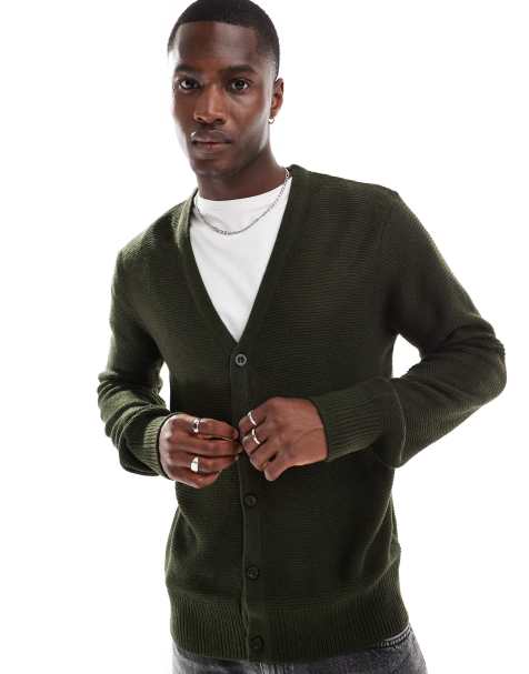 Brave Soul - Cardigan in maglia verde bosco - view 1