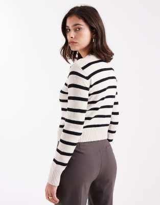 Brave Soul Cardigan With Contrast Buttons In White