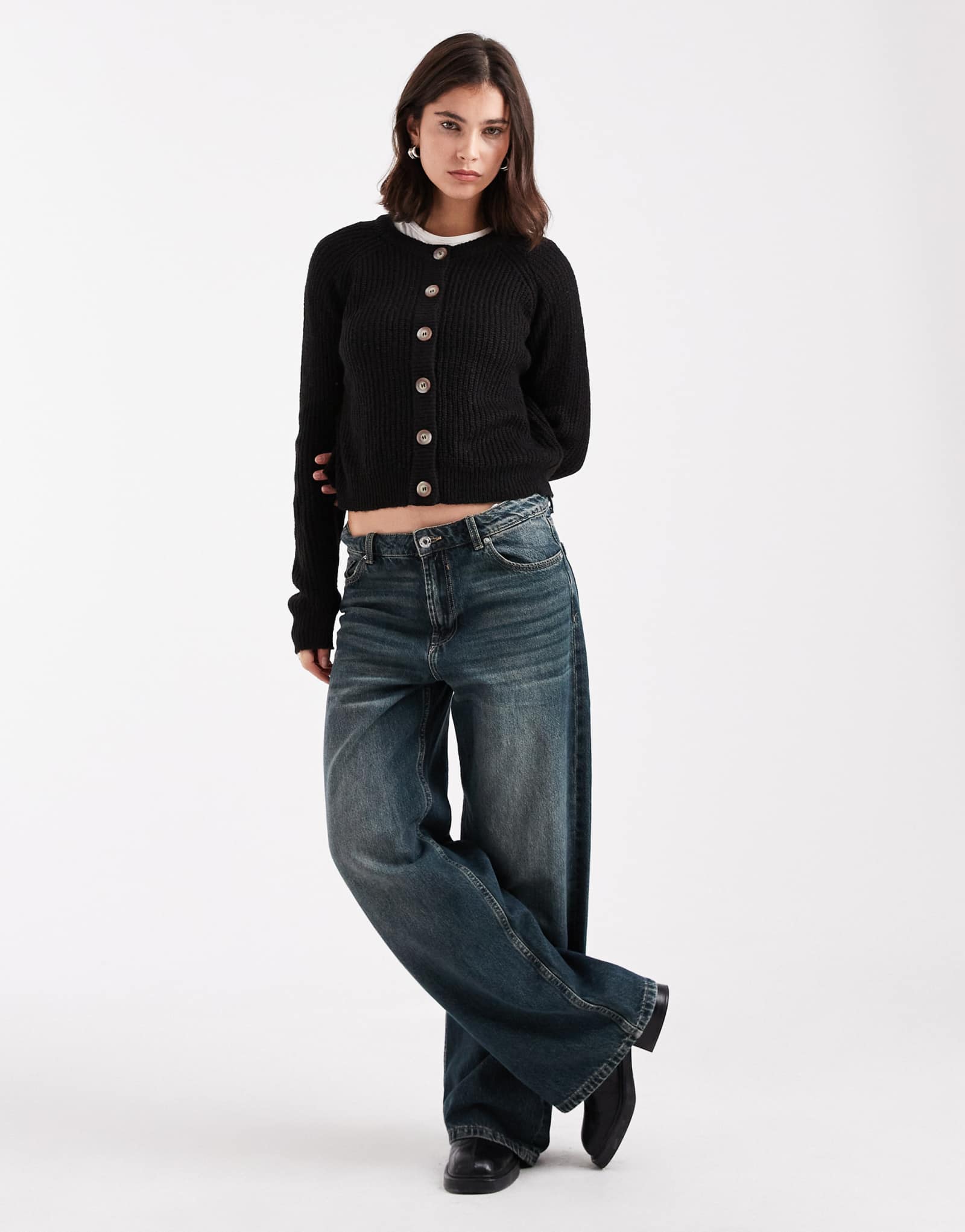 Кардиган Brave Soul черного цвета с контрастными пуговицами