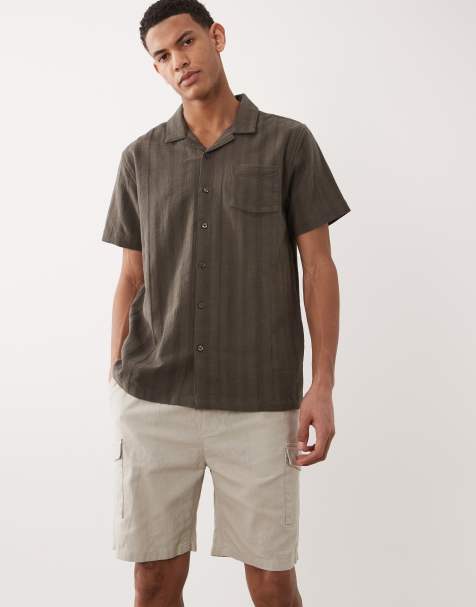 Brave Soul – Cargo-Shorts aus Baumwolle in Steinbeige mit Leinenanteil - view 1