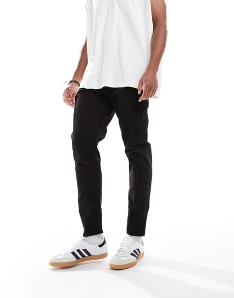 Brave Soul Cargo style chino trousers in black - view 1