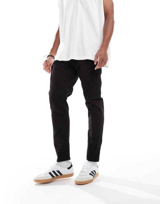 Brave Soul Cargo style chino trousers in black