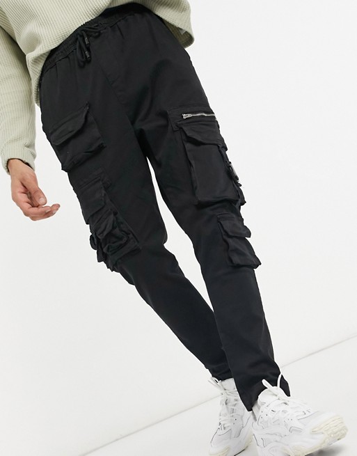 Brave Soul cargo trousers in black