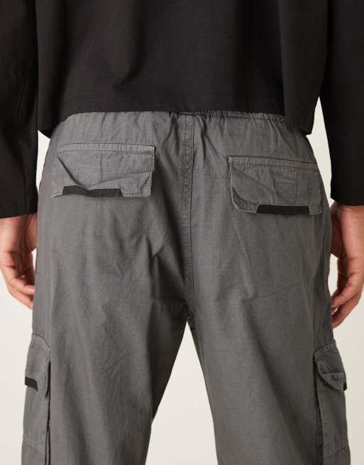 Brave Soul – Cargohose aus Ripstop in Grau mit weitem Bein, 4 von 5