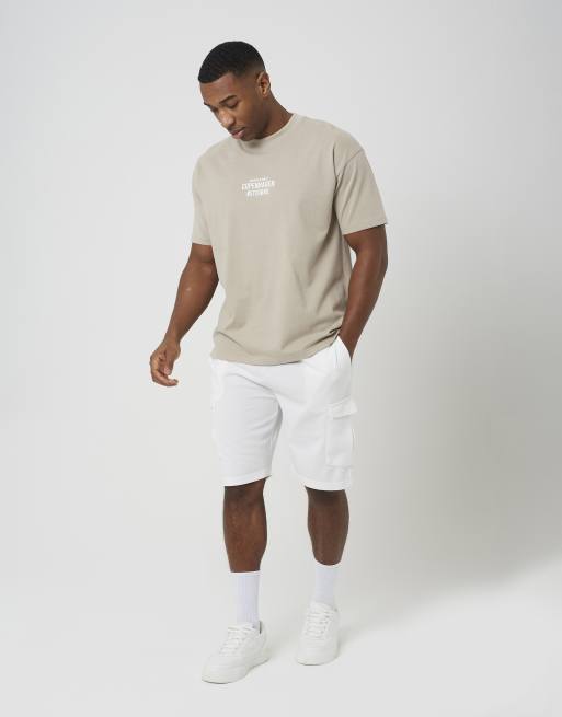 Brave Soul - Cargoshort met textuur in crème, 3 van 4